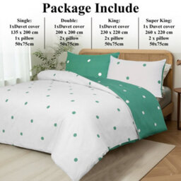 Aspire Homeware Printed Microfiber Duvet Cover Set, Green & White Dotted Reversible, Super King, (L)220Cm X (W)260Cm - thumbnail 6