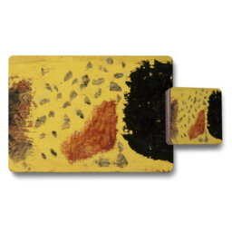 Benjamin Tate Design Abstract Yellow Placemat And Coaster Set With Black Accents - thumbnail 1