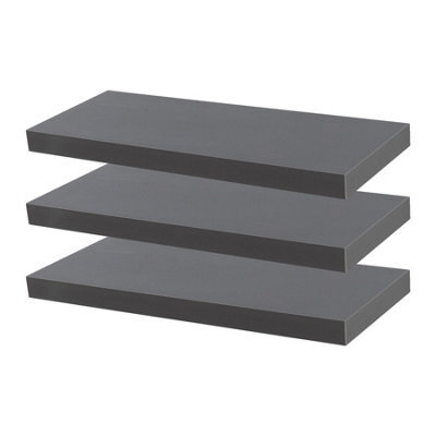 Harbour Housewares 6X Grey Modern Floating Wall Shelves - 60Cm - image 1