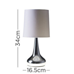Valuelights Teardrop Pair Of Chrome Touch Table Lamps With Grey Shade - thumbnail 9