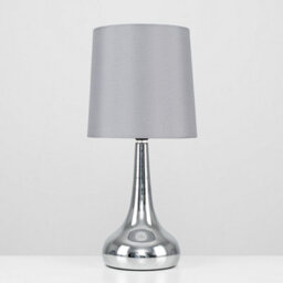 Valuelights Teardrop Pair Of Chrome Touch Table Lamps With Grey Shade - thumbnail 3