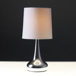 Valuelights Teardrop Pair Of Chrome Touch Table Lamps With Grey Shade - thumbnail 6