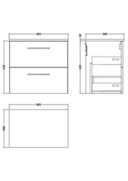 Balterley Bramshall Modern Bathroom 2 Soft Close Drawer Wall Hung Vanity Unit With Worktop, Satin Green, 600 mm - thumbnail 2