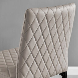 Furniturebox Milan Cappuccino Beige Diamond-Stiched Faux Leather Black Leg Padded Bar Stools (Set Of 2) - thumbnail 3