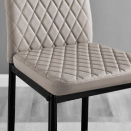 Furniturebox Milan Cappuccino Beige Diamond-Stiched Faux Leather Black Leg Padded Bar Stools (Set Of 2) - thumbnail 5