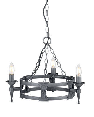 Elegant 3-Bulb Black And Silver Chandelier Pendant Light With Led E14 Fittings