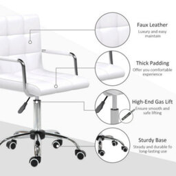 Mid Back Home Office Chair Swivel Computer Chair With Armrests, White - thumbnail 3