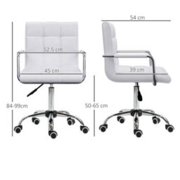 Mid Back Home Office Chair Swivel Computer Chair With Armrests, White - thumbnail 2