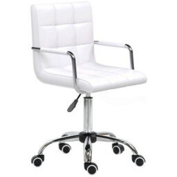 Mid Back Home Office Chair Swivel Computer Chair With Armrests, White - thumbnail 1