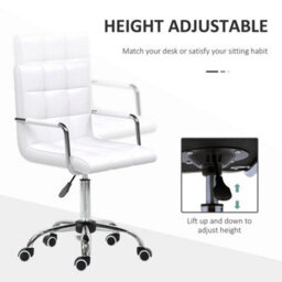 Mid Back Home Office Chair Swivel Computer Chair With Armrests, White - thumbnail 5
