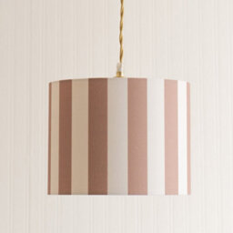 Valuelights Callie Colour Clash Natural & Brown Stripe Small Fabric Drum Lamp Shade And Bulb (D)26Cm