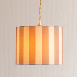 Valuelights Callie Colour Clash Natural & Brown Stripe Small Fabric Drum Lamp Shade And Bulb (D)26Cm - thumbnail 2