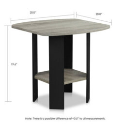 Walplus Vertical End Table With Storage Bin, French Oak Grey & Black - thumbnail 3