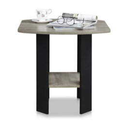 Walplus Vertical End Table With Storage Bin, French Oak Grey & Black - thumbnail 5