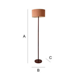 Valuelights Heather Dark Wood Floor Lamp With Orange Checkerboard Bamboo Shade - thumbnail 7