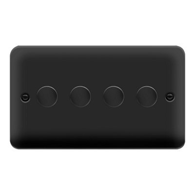 Curved Matt Black 4 Gang 2 Way Led 100W Trailing Edge Dimmer Light Switch. - Se Home - image 1