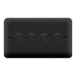 Curved Matt Black 4 Gang 2 Way Led 100W Trailing Edge Dimmer Light Switch. - Se Home