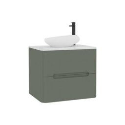 Royal Bathrooms Venice 600mm Sage Green Wall Mounted Bathroom Countertop Vanity Unit 2 Drawer With Nova Basin - thumbnail 7