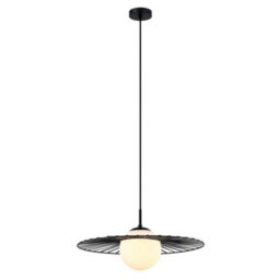 Luminosa Lighting Luminosa Modern Hanging Pendant Black 1 Light  With Black, White Shade, E27 - thumbnail 2