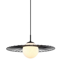Luminosa Lighting Luminosa Modern Hanging Pendant Black 1 Light  With Black, White Shade, E27 - thumbnail 1