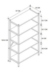 Urbn-Living Urbnliving 121Cm Height 5-Shelf Black Marble Wooden Bookcase With Metal Frame Home Décor Storage And Shelving Unit - thumbnail 4