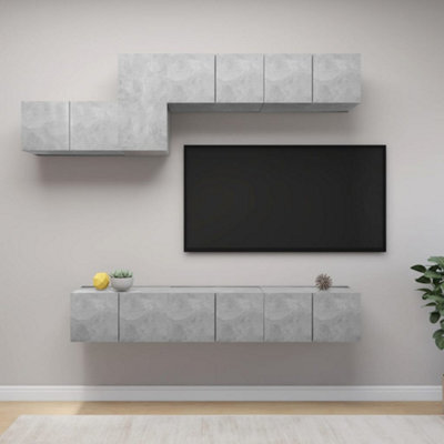 Berkfield 7 Piece Tv Cabinet Set Concrete Grey Engineered Wood - image 1