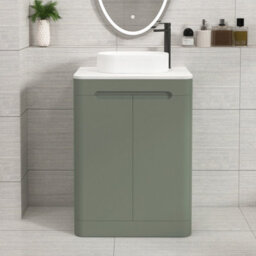 Royal Bathrooms Venice 600mm Sage Green Freestanding Bathroom Countertop Vanity Unit 2 Door With Lyon Basin - thumbnail 1