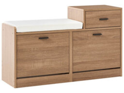 Wyld And Coco Shoe Storage Cabinet With Seat, 2 Compartments, Light Brown, W92 X D30 X H57 Cm - thumbnail 3