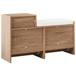 Wyld And Coco Shoe Storage Cabinet With Seat, 2 Compartments, Light Brown, W92 X D30 X H57 Cm - thumbnail 5