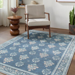 Livabliss Thistle-Washable Blue Green Beige Modern Floral Living Dining Rug 200 X 275 Cm Easy Care, Non Shedding - thumbnail 1