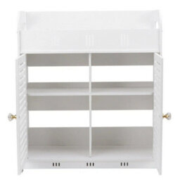 White Floating Wall Cabinet Double Door Bathroom Storage Cupboard - thumbnail 3