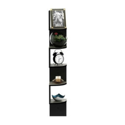 Walplus Furinno Rossi 5-Tier Wall Mount Floating Radial Corner Shelf, French Oak Grey/black - thumbnail 2