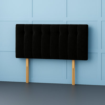 Comfy Deluxe 2Ft6 Small Single Florence Black Plush Velvet 20Inch Headboard