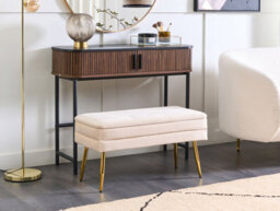 Beliani Upholstered Storage Bench Durham Velvet Off-White - thumbnail 2