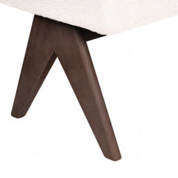 Wyld and Coco Boucle Bench In Off-White And Brown Upholstery With Rubberwood Legs - W118 X D46 X H48Cm - thumbnail 7