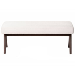Wyld and Coco Boucle Bench In Off-White And Brown Upholstery With Rubberwood Legs - W118 X D46 X H48Cm - thumbnail 1