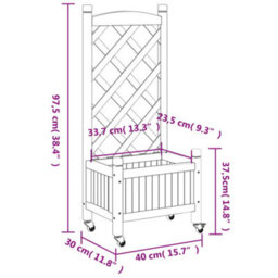 Berkfield Planter With Trellis And Wheels Brown Solid Wood Fir - thumbnail 9