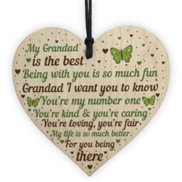 Red Ocean Special Gift For Grandad Wooden Heart Fathers Day Gift For Him Grandparent Plaque Gifts From Grandchildren Keepsake - thumbnail 1