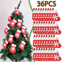Amorly 36Pcs Mini Christmas Stockings, Snowflake Felt Tableware Holders, Small Candy Pouch Bags, Spoon Fork Pockets For Xmas Party Table - thumbnail 1