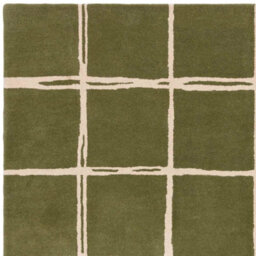 Olive Chequered Wool Modern Shaggy Handmade Rug For Living Room Bedroom & Dining Room-120Cm X 170Cm - thumbnail 4