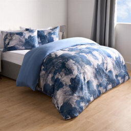 OHS Marble Duvet Cover Set Quilt Bedding Reversible, Navy - King - thumbnail 2