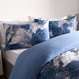 OHS Marble Duvet Cover Set Quilt Bedding Reversible, Navy - King - thumbnail 3