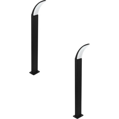 2 Pack Ip44 Waterproof Outdoor Bollard Lights - Modern Black Aluminium Led Lamp Posts - image 1