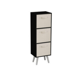 Urbn-Living Urbnliving 80Cm Height 3 Tier Black Wooden Storage Bookcase Scandinavian Style White Legs With Cream Inserts - thumbnail 1