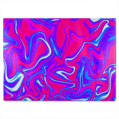 Benjamin Tate Design Pink & Blue Marble Glass Chopping Boarddesigner Style - image 1