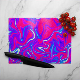 Benjamin Tate Design Pink & Blue Marble Glass Chopping Boarddesigner Style - thumbnail 3