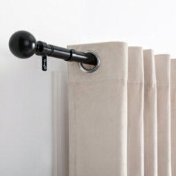 Ameha Curtain Metal Pole Extendable Curtain Rod,60mm Finials, Ring,brackets And Fitting Set (120-210Cm, 48''- 84'',matte Black) - thumbnail 8
