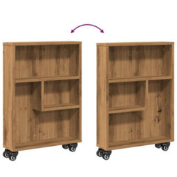 Berkfield Narrow Storage Trolley Artisian Oak 48X13X68 Cm Engineered Wood - thumbnail 7