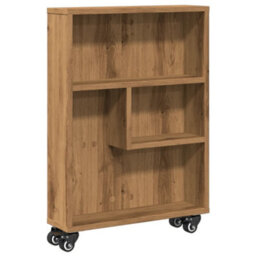 Berkfield Narrow Storage Trolley Artisian Oak 48X13X68 Cm Engineered Wood - thumbnail 2