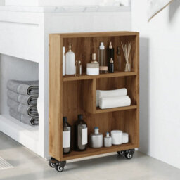 Berkfield Narrow Storage Trolley Artisian Oak 48X13X68 Cm Engineered Wood - thumbnail 3